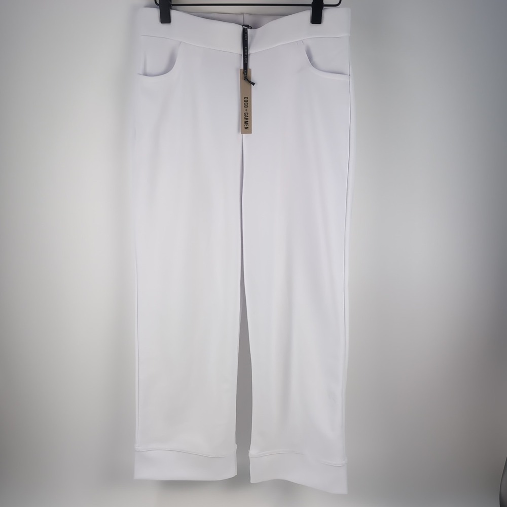 NEW Coco + Carmen Dahlia Pants S/M Black White Wide Leg Crop Nautical Stretch